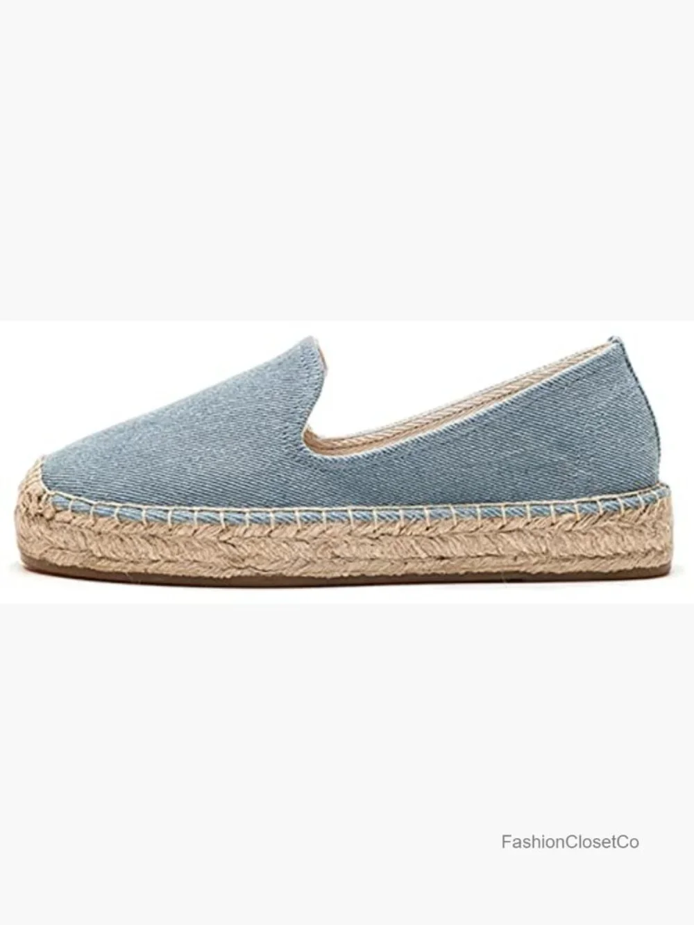 Canvas Espadrille Loafers Slip On Flat Shoes Casual Cap Toe Platform